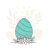 tarjeta de pascua con huevos. tarjeta de felicitación de Pascua feliz y plantilla de ilustración vectorial. lindo diseño para invitación, tarjeta, menú, volante, pancarta, afiche, cupón. huevos y orejas de conejo vector