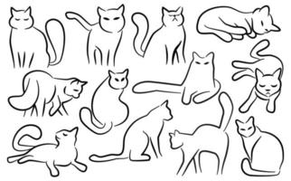 Elegant Minimal Line Art Cat Drawings vector