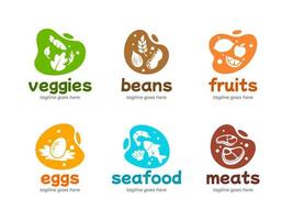 Groceries Fresh Produce Logo Set vector