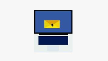 Phishing-Mail und Gefahrenwarnung 4k-Animation. E-Mail-Betrug und Daten-Hacking-Konzeptvideo. Benachrichtigung über Phishing-Mails und Computerviren durch roten Alarmhintergrund. Laptop-Datendiebstahl mit Spam-Mail.