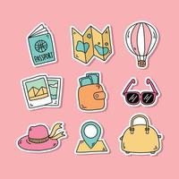 Cute Hand Drawn Travel Elements Sticker Collection vector