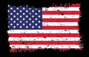 Grunge American Flag with Black Background vector