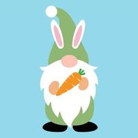 Easter Gnome with Carrot Bunny vector