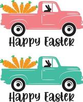 Happy Easter Truck With Carrot vector