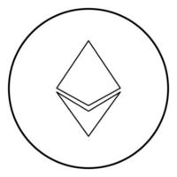 Etherium icon black color in circle round vector