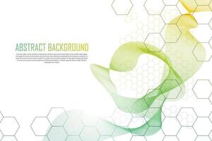 Abstract gradient wavy lines background with hexagonal lines. Vector. vector