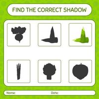 Find the correct shadows game with bamboo shoot. worksheet for preschool kids, kids activity sheet vector