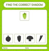 Find the correct shadows game with lettuce. worksheet for preschool kids, kids activity sheet vector