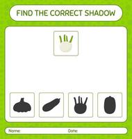 Find the correct shadows game with fennel. worksheet for preschool kids, kids activity sheet vector