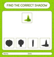 Find the correct shadows game with bamboo shoot. worksheet for preschool kids, kids activity sheet vector