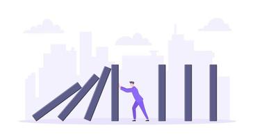 Domino effect or business resilience metaphor vector illustration concept.