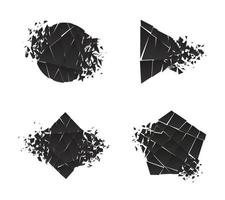 Shape explosion broken shattered flat style design vector illustration set