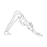 continuous line drawing of a woman's fitness yoga concept vector health illustration. It's International Day of Yoga.