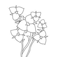 black and white natural wildflower coloring page for kids drawing outline illustration vector