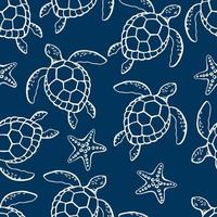 Seamless pattern with sea turtle. Sea or ocean underwater life background vector