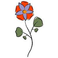 Hand Draw Brush Flower. vector