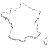 French Map with 3D Outline Geometric Construction. vector