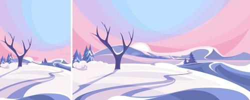 escena al aire libre de invierno. paisaje natural en diferentes formatos. vector