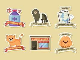 Veterinary Day Sticker Set vector