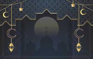 fondo de eid mubarak con adorno de oro minimalista