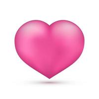 Realistic pink heart. Isolated on white. Valentine s day greeting card background. 3D icon. Romantic vector illustration. Easy to edit design template.