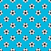 Football seamless pattern. Black and white soccer balls on light blue background. Cartoon sport vector illustration.