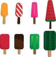 set of 8 ice pops, vector ice popsicles