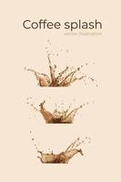 3 coffee splashes. Vector illustration. ideal for your project.
