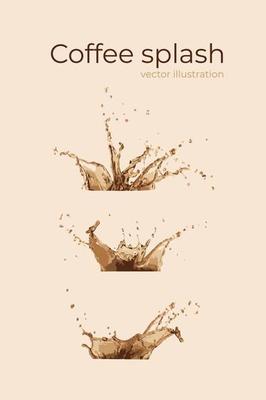 3 coffee splashes. Vector illustration. ideal for your project.