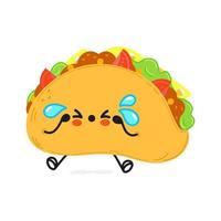 Cute sad taco character. Vector hand drawn cartoon kawaii character illustration icon. Isolated on white background. Sad taco character concept