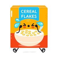 Cute sad cereal flakes character. Vector hand drawn cartoon kawaii character illustration icon. Isolated on white background. Sad cereal flakes character concept