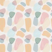 Seamless pattern with an abstract composition of simple shapes and lines. Collage style, minimalism. Colored stones. Pastel earthy colors. vector