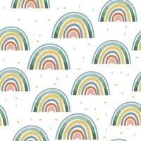 Seamless pattern. Hand drawn rainbow pattern in boho style. Abstract minimalist elements. Scandinavian design vector