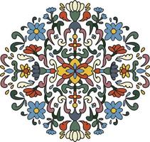 Vector, hand drawn, line art. Flowers, branches and leaves in botanical composition. Vegetal natural ornamentation. Mandala. Various abstract shapes and lines vector