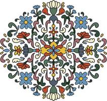 Vector, hand drawn, line art. Flowers, branches and leaves in botanical composition. Vegetal natural ornamentation. Mandala. Various abstract shapes and lines vector