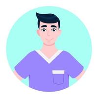 Doctor avatar character standing in the circle flat style design vector illustration