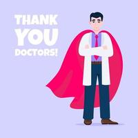 Young adult doctor hospital medical employee with hero cape vector