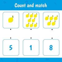 Count and match. Math activity game for kids vector