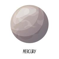 Cartoon solar system planets. Mercury. vector