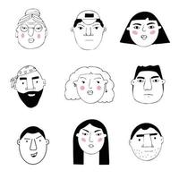 Vector set of portraits of people. Cartoon funny minimalistic female and male characters. Drawings of people's faces with different emotions and moods. Avatar for social networks 6880157 Vector Art at Vecteezy Vector set of portraits of people. Cartoon funny minimalistic female and male characters. Drawings of people's faces with different emotions and moods. Avatar for social networks 6880157 Vector Art at Vecteezy
