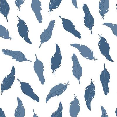 Seamless feather pattern. Elements of a linear hand drawn design. Simple abstract shapes, minimalism. Part of a bird's wing