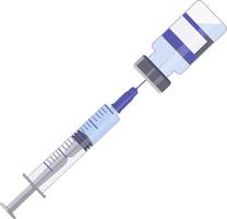 Glass ampoule and syringe. Protection against viruses and disease. Coronavirus vaccine. Timely vaccination. Template design of a drug ampoule vector