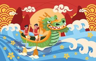 Wave of Dragon Boat Festival vector