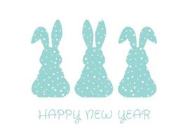 Bunny design element with seamless pattern. Illustration for postcard, poster, sticker, pattern. New Year bunny, rabbits, hare. Cute animal silhouette, vector design element.