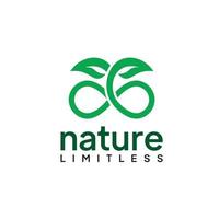 Nature Limitless Logo Design leaf vector template. Organic product logo type icon. Vector symbol icon or logo