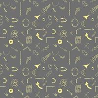 Abstract seamless pattern with different types of arrows. Abstract direction ornament on dark grey background. vector