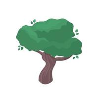 Summer green tree, garden or forest elements for design. Isolated vector illustration on white background.