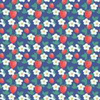 Seamless pattern with strawberries and berries on a dark background. Sample design for a fabric, poster or web page. vector