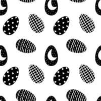 Black white Easter eggs seamless pattern on white background. Easter elements endless print. vector