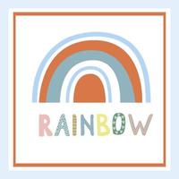 A boho style rainbow with decorative elements. Hand drawn lettering. Minimalist abstract Scandinavian design in pastel colors vector